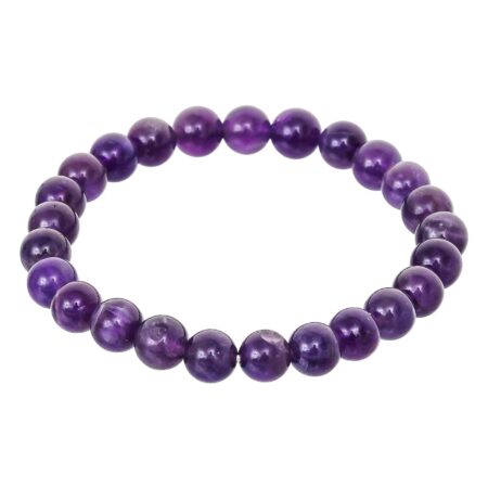 Amethyst Plain Bracelet for Women Men's Gifts - Protection Healing Crystal Bracelet - 8mm Gemstone Beaded Adjustable